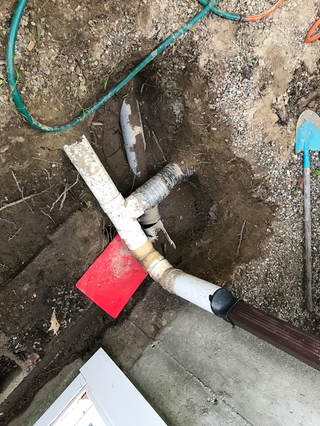 gray pipe was a new discovery. and yes, there’s duct tape on the gutter drain pipe. seems fine